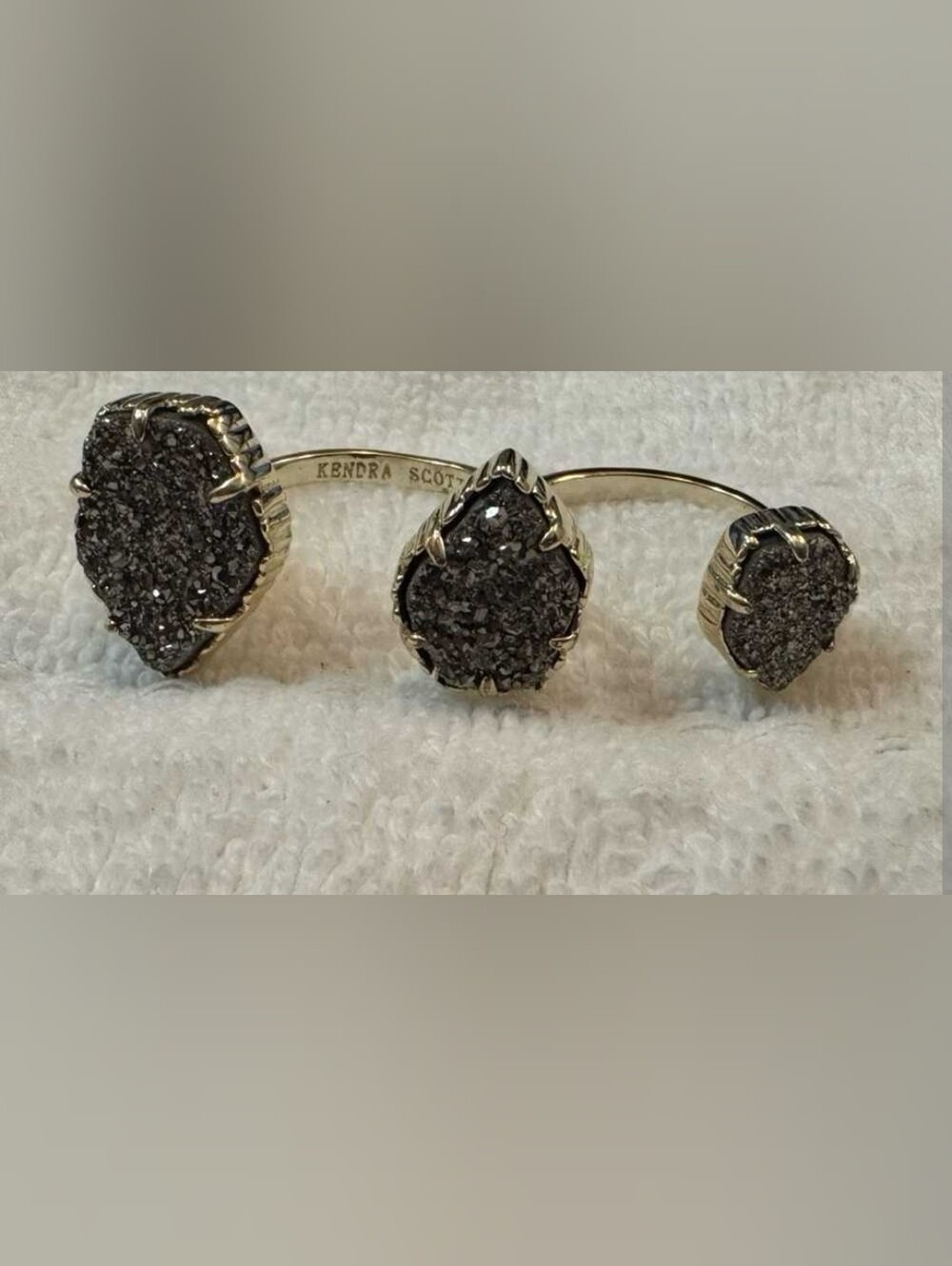 Kendra Scott Black Drusy Teardrop Ring in Gold Tone